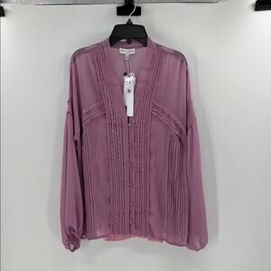 Koko + Mason Lace Trim Blouson Top - Lilac - Small - New with tags